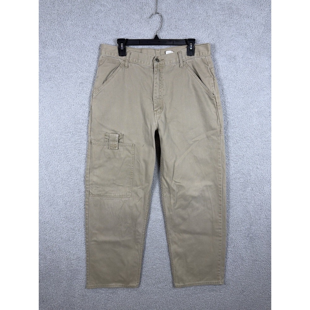 Vintage 90s Levis L2 Pants Mens 34x32 Beige Cargo Baggy Skater Workwear Cotton‎